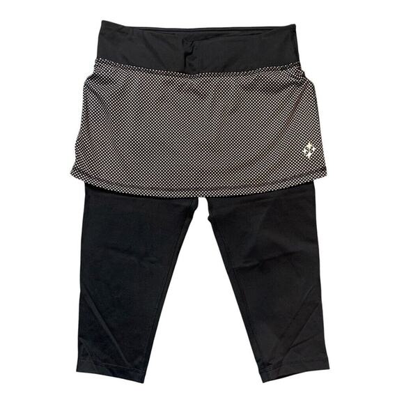 JoFit Skirted Capri Womens S Small Black White Polka Dot Pull On Stretch Pants - Picture 1 of 13